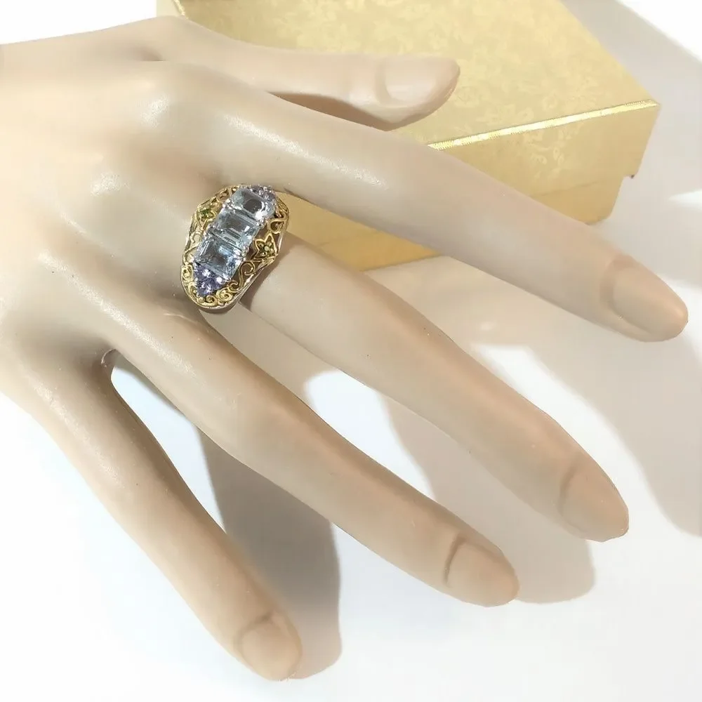 Aquamarine & Tanzanite 3.2 cttw Blue Size 8